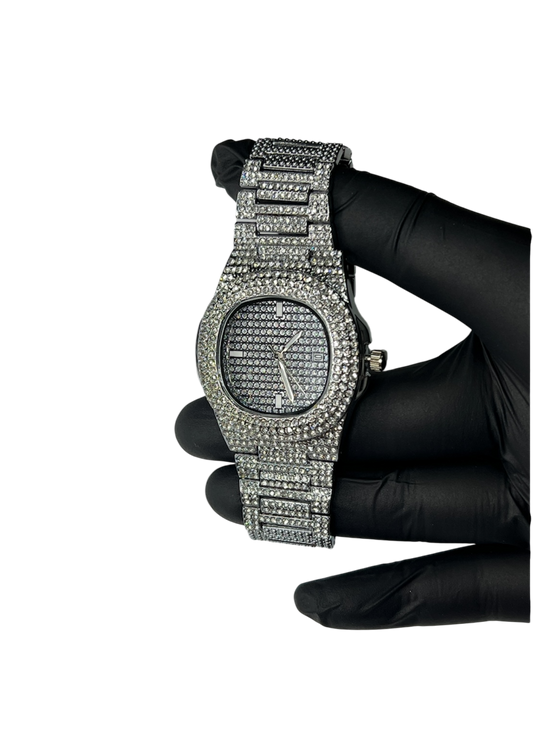 Ceas "Iced Out" Argintiu